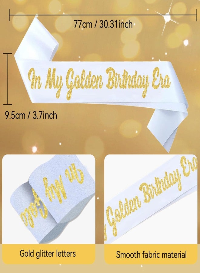 RTMISA In My Golden Birthday Era Sash with Gold Giltter, White Happy Golden Birthday Sash for Teens, Women and Men, Gril and Boy, Gold Birth Day Party Decorations Supplies Gifts Ideas - Image 3